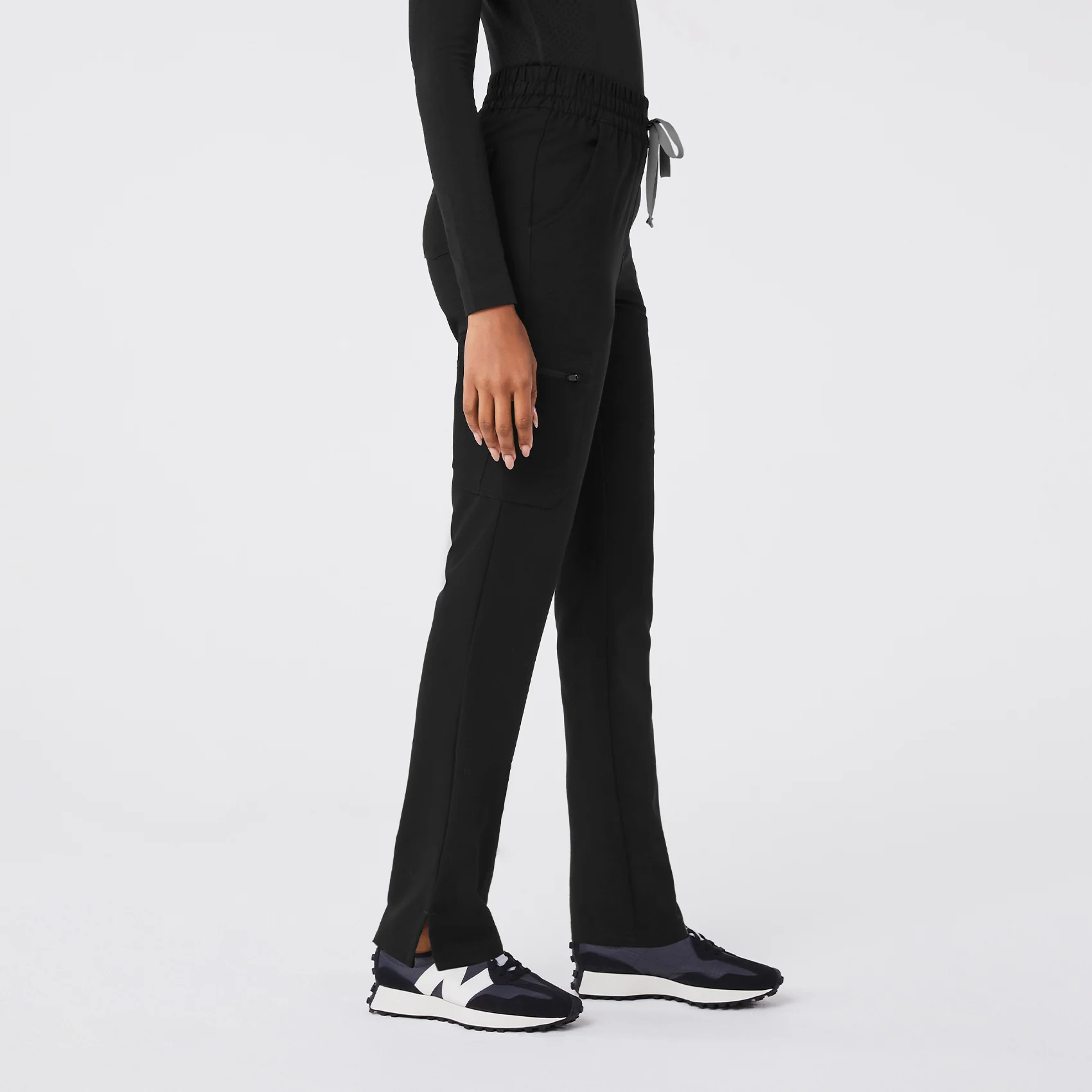 women's Black High Waisted Dowa - Petite Scrub Pant - Image 3