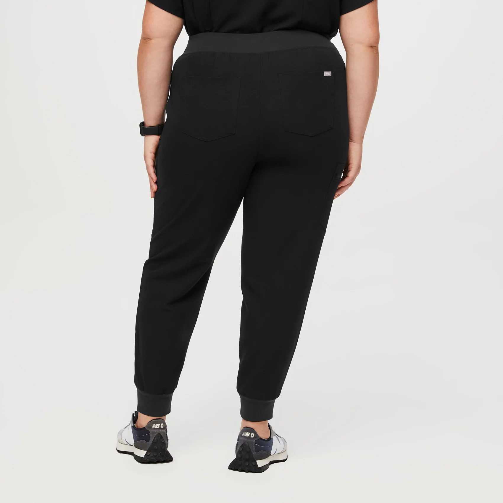 women's Black High Waisted Zamora™ - Petite Jogger Scrub Pants (3XL - 6XL) - Image 3