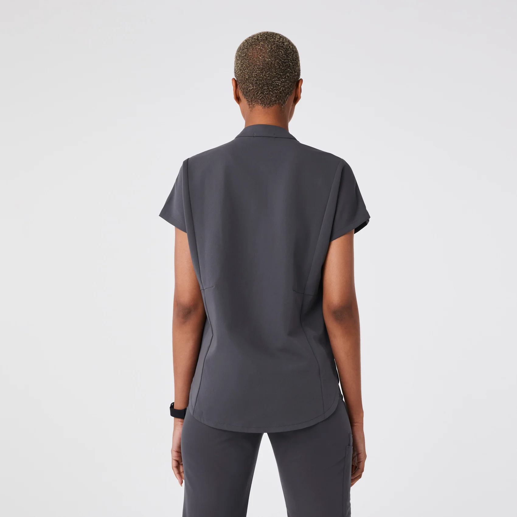 women's Charcoal Montex - Mock Neck Scrub Top - Image 4
