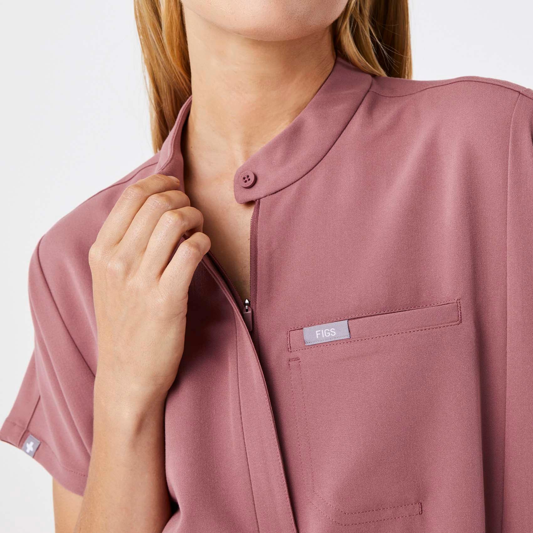 women's Mauve Montex - Mock Neck Scrub Top - Image 5