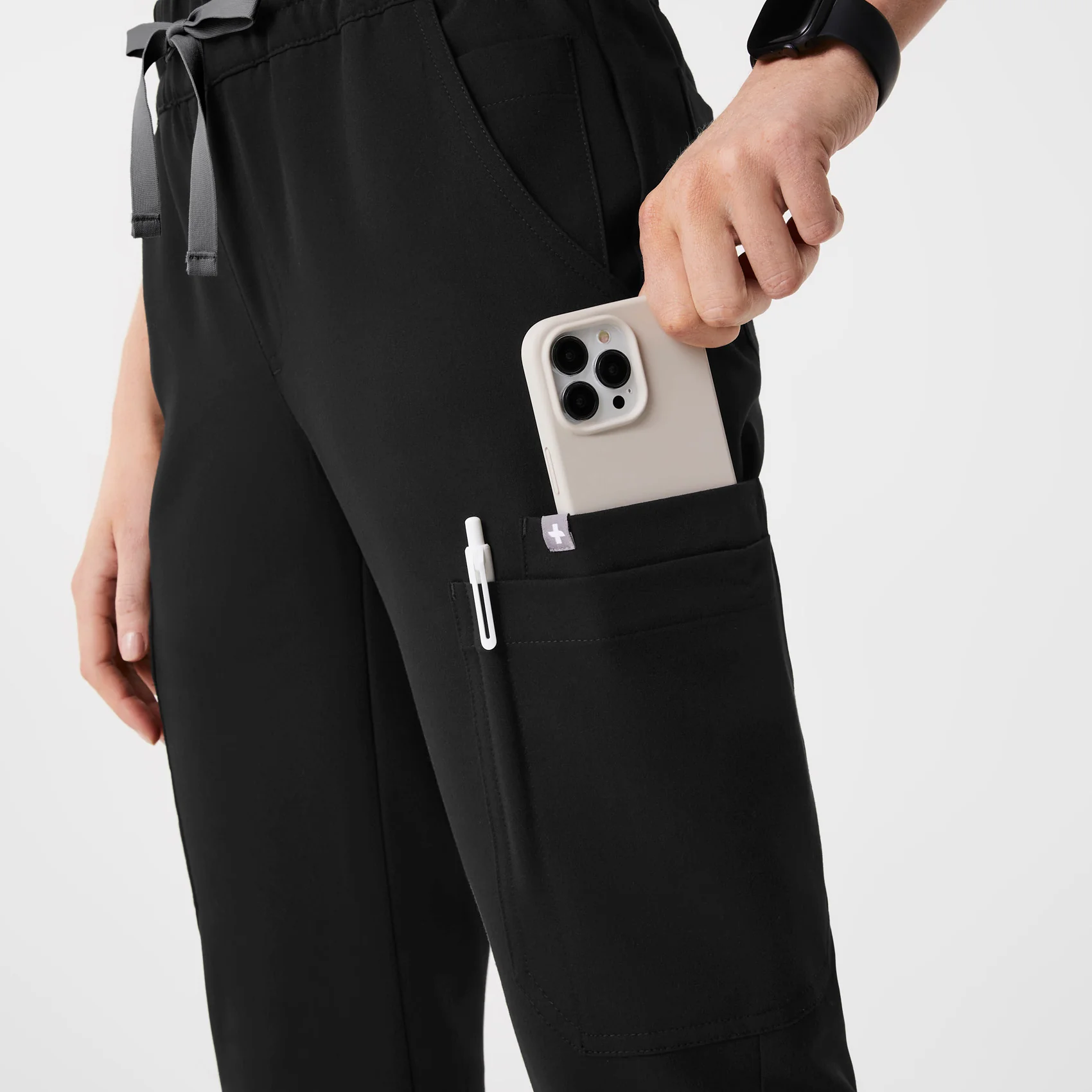 women's Black Uman Relaxed - Petite Jogger Scrub Pants - Image 7